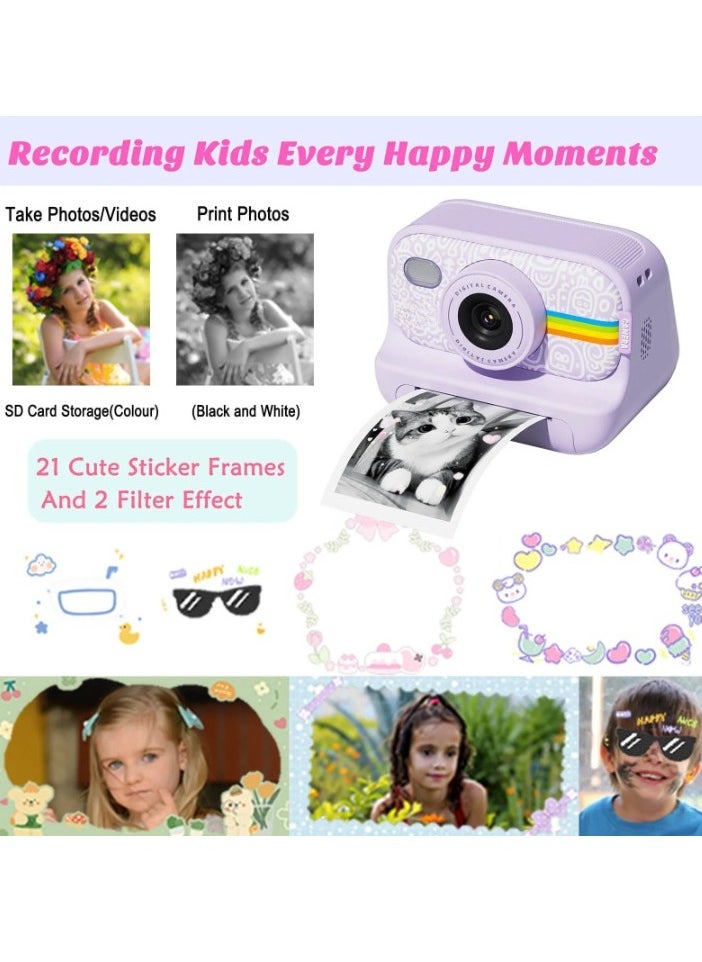 AROAQ Instant Print Camera, 1080P HD Digital Video Camera, Lightweight And Durable Kids Portable Camera. High Capacity Digital Camera With Print Paper 32GB Card And Lanyard, (Black)  - Image 2
