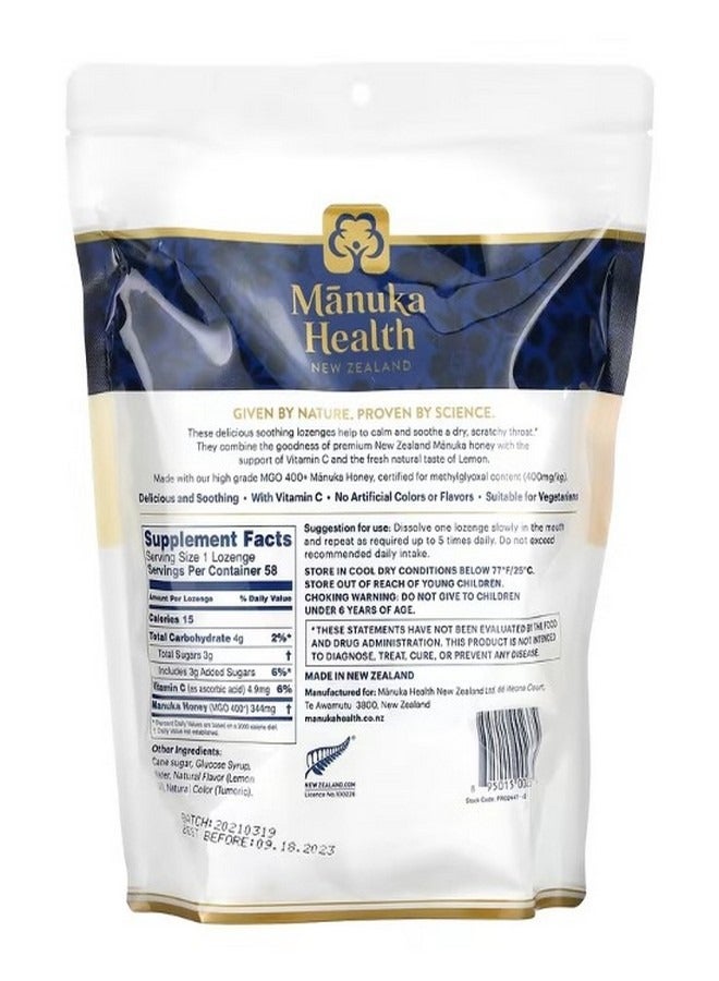 Manuka health Manuka Honey Lozenges Lemon MGO 400 58 Lozenges - Image 2