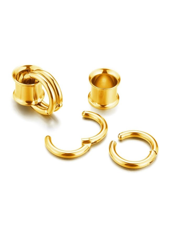 PiercingJ 1 Pair Ear Guages with Rings Ear Weight Plugs Tunnels Hypoallergenic Ear Expander Stretchers 316 Stainless Steel Hoop Earrings Piercing Body Jewelry 00g 10mm - Image 2