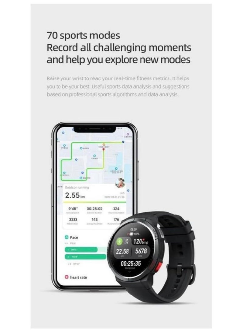 GS - Mibro Android Smartwatch GS Pro 1.43 Inch Amoled screen GPS Bluetooth Calling Watch Dual Core 4PD Heart Rate Monitoring 5ATM  24-day Ultra-long Battery Life, 70 Sports Modes - Image 1
