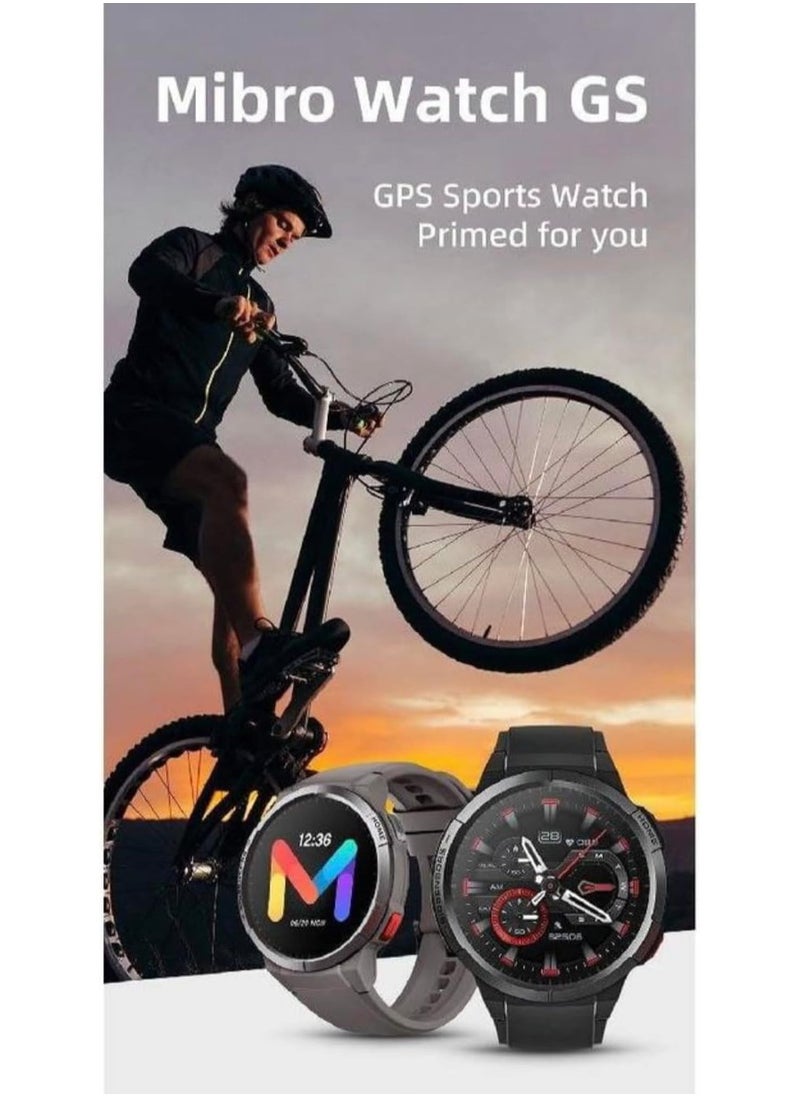 GS - Mibro Android Smartwatch GS Pro 1.43 Inch Amoled screen GPS Bluetooth Calling Watch Dual Core 4PD Heart Rate Monitoring 5ATM  24-day Ultra-long Battery Life, 70 Sports Modes - Image 1