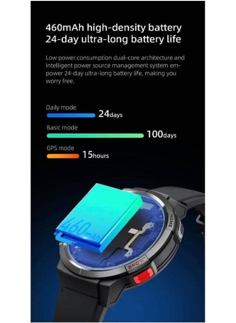 GS - Mibro Android Smartwatch GS Pro 1.43 Inch Amoled screen GPS Bluetooth Calling Watch Dual Core 4PD Heart Rate Monitoring 5ATM  24-day Ultra-long Battery Life, 70 Sports Modes - Image 1