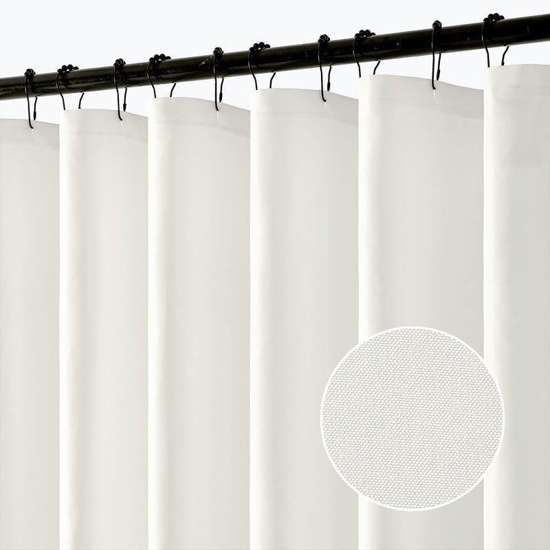ANRODUO White Extra Long Fabric Shower Curtain, 108 Inch Long Heavy Duty Cloth Shower Curtain Set with 12 Metal Hooks, Waterproof Decor Machine Washable for Bathroom Bathtub Hotel, 72 x 108 - Image 1