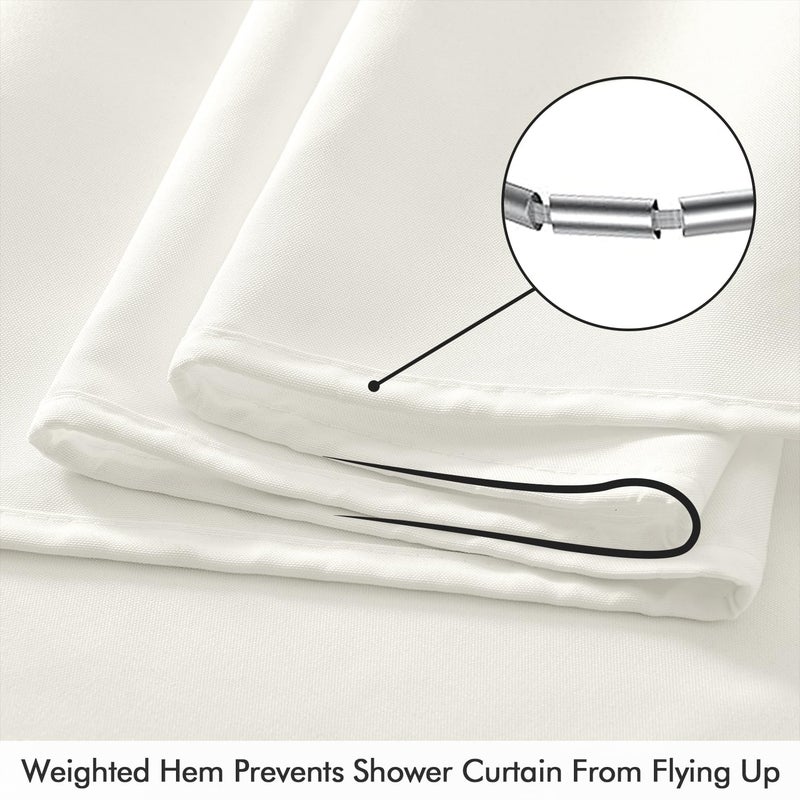 ANRODUO White Extra Long Fabric Shower Curtain, 108 Inch Long Heavy Duty Cloth Shower Curtain Set with 12 Metal Hooks, Waterproof Decor Machine Washable for Bathroom Bathtub Hotel, 72 x 108 - Image 4