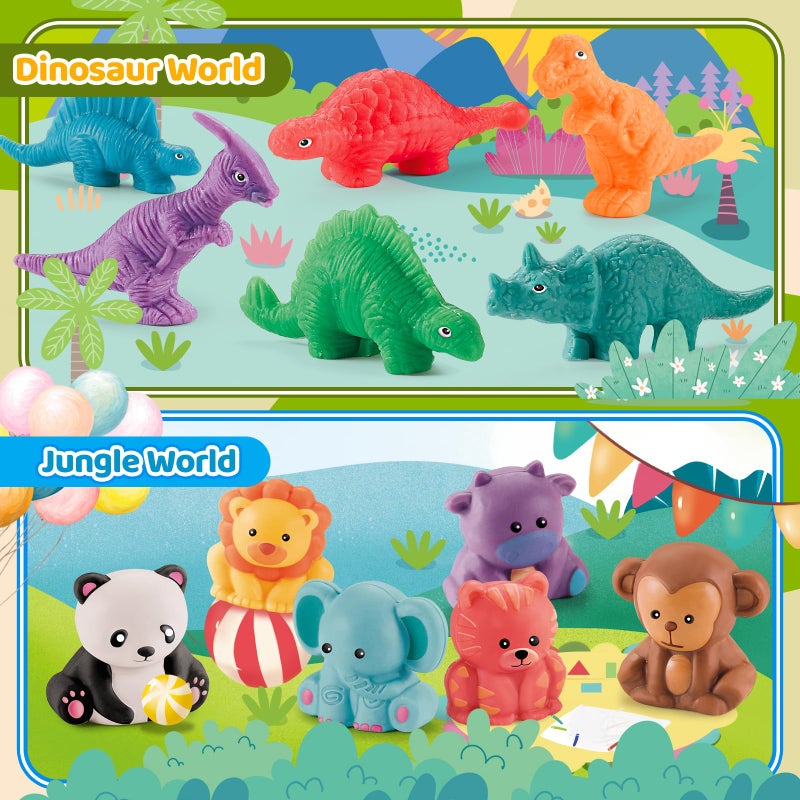 VConejo Dough Play Tools Sets For Kids  22Pcs Clay And Dough Accessories For Toddlers With Storage Box  Silicone Mat  Rolling Pins  Safety Scissors  Mini Knife 3D Dino & Animal Molds  Gift For Boys Girls - Image 4