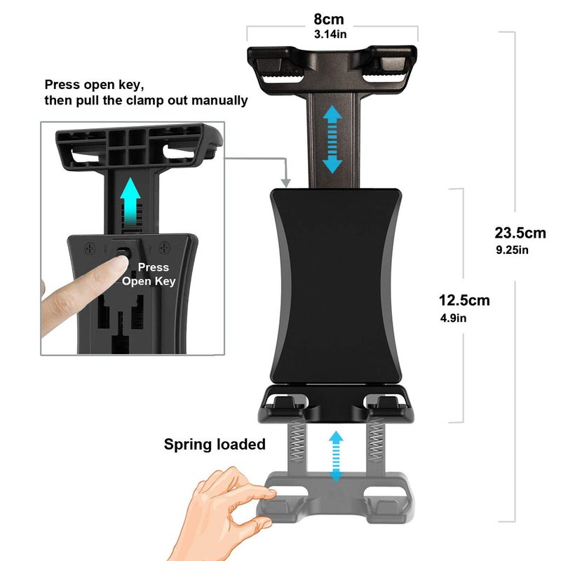 Peastrex IPad Tripod Mount Adapter 360 Degree Rotatable Universal Tablet Clamp Holder for iPad Pro 12.9 11 10.5, iPad Air Mini, Surface Tab, Galaxy Tab and 3.5 to 13.5in Phone Tablet, for Tripod, Monopod - Image 5