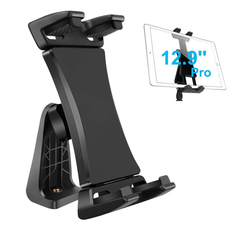 Peastrex IPad Tripod Mount Adapter 360 Degree Rotatable Universal Tablet Clamp Holder for iPad Pro 12.9 11 10.5, iPad Air Mini, Surface Tab, Galaxy Tab and 3.5 to 13.5in Phone Tablet, for Tripod, Monopod - Image 1