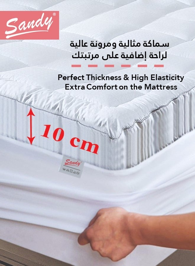 ساندي لباد سرير بتصميم فندقي فاخر من ساندي, حشوة ناعمة من شرائح الألياف, مزود بجوانب مطاطية حتى ارتفاع 35 سم, طبقة خارجية شديدة النعومة, (مقاس مفرد عريض: 120×200 سم + 10 سم سماكة) - Image 5