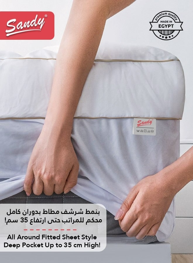 Sandy Super Rich Mattress Topper 1 Pc, Extra Twin Size 120x200+10 cm Thickness, Fitted Sheet Style Up to 35cm, Super Soft Microfiber Fabric, Cloudy Soft Thick Down Alternative Filling - 10 cm Height - Image 3