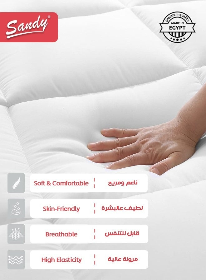 Sandy Super Rich Mattress Topper 1 Pc, Extra Twin Size 120x200+10 cm Thickness, Fitted Sheet Style Up to 35cm, Super Soft Microfiber Fabric, Cloudy Soft Thick Down Alternative Filling - 10 cm Height - Image 5