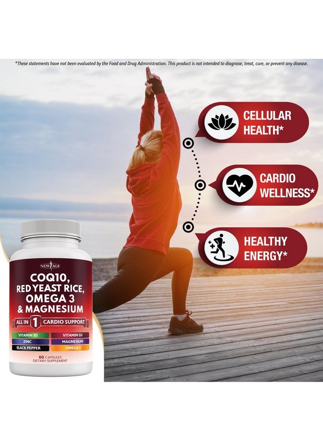 NEW AGE COQ10 200mg Red Yeast Rice 3000mg Omega 3-6-9 3000mg Magnesium Complex 500mg Zinc Vitamin K2 D3 - Heart Health Support Vitamins for Women and Men with Vitamin B3, Coenzyme Q10-180 Count - Image 4