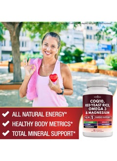 New Age NEW AGE COQ10 200mg Red Yeast Rice 3000mg Omega 3-6-9 3000mg Magnesium Complex 500mg Zinc Vitamin K2 D3 - Heart Health Support Vitamins for Women and Men with Vitamin B3, Coenzyme Q10-180 Count  - Image 5