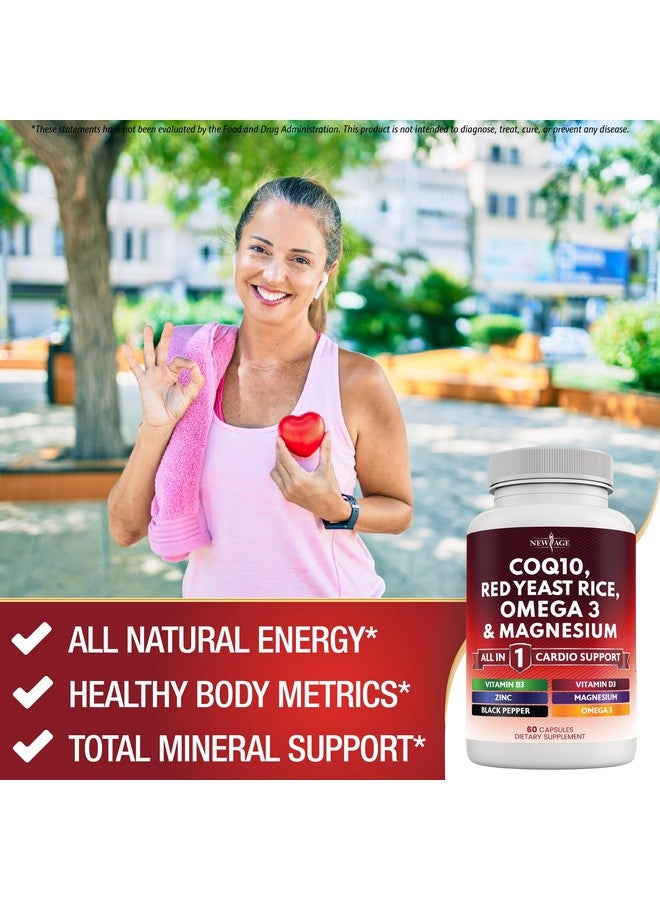 NEW AGE COQ10 200mg Red Yeast Rice 3000mg Omega 3-6-9 3000mg Magnesium Complex 500mg Zinc Vitamin K2 D3 - Heart Health Support Vitamins for Women and Men with Vitamin B3, Coenzyme Q10-180 Count - Image 5