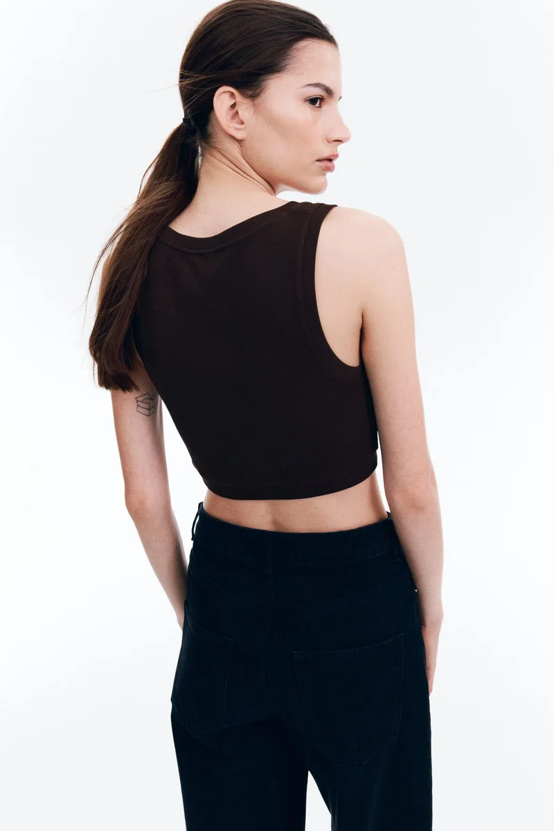 H&M Cropped ribbed vest top