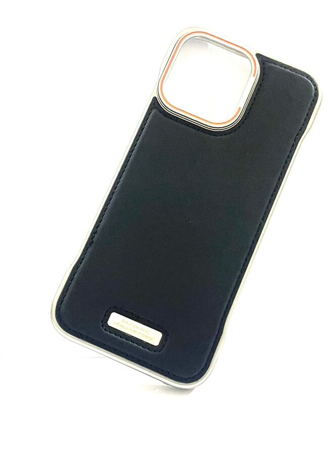 S-TOP Aviation Aluminum Alloy Leather Case for iPhone 16 Pro Max , Slim Fit Metal Case, Lightweight Top-Grain Leather Phone Case Black - Image 2