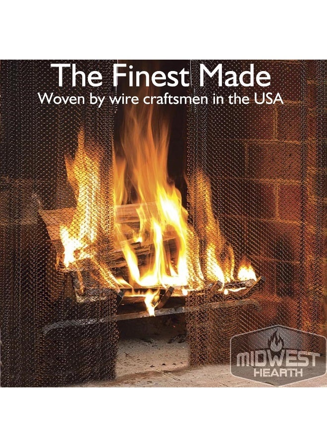 Midwest Hearth Midwest Hearth Fireplace Screen Mesh Curtain 32 High Made in USA Two 24 Wide Panels Black  - Image 3