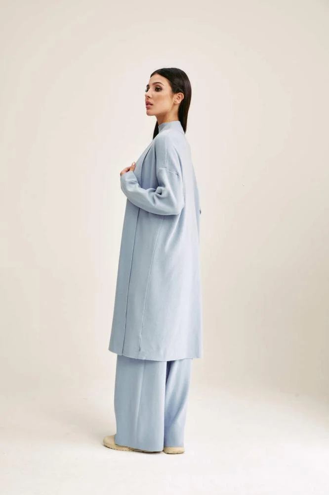Tenda Open-Cut Knit Cardigan Blue