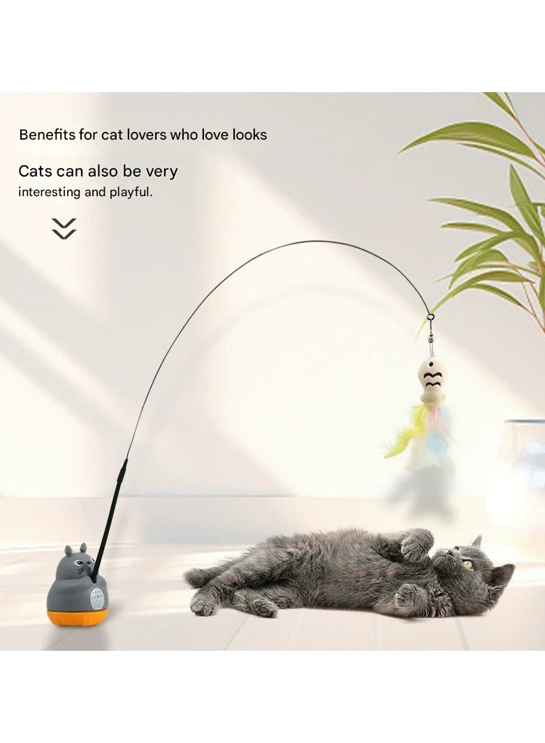 Goolsky New-Style Steel-Wire Long-Rod Feather Rotating Cat Teaser – Self-Entertainment Boredom-Relief Toy for Kittens - Image 2