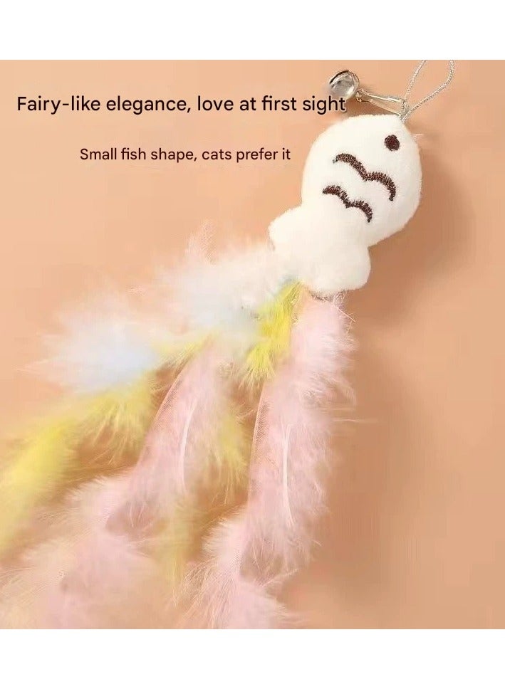 Goolsky New-Style Steel-Wire Long-Rod Feather Rotating Cat Teaser – Self-Entertainment Boredom-Relief Toy for Kittens - Image 3