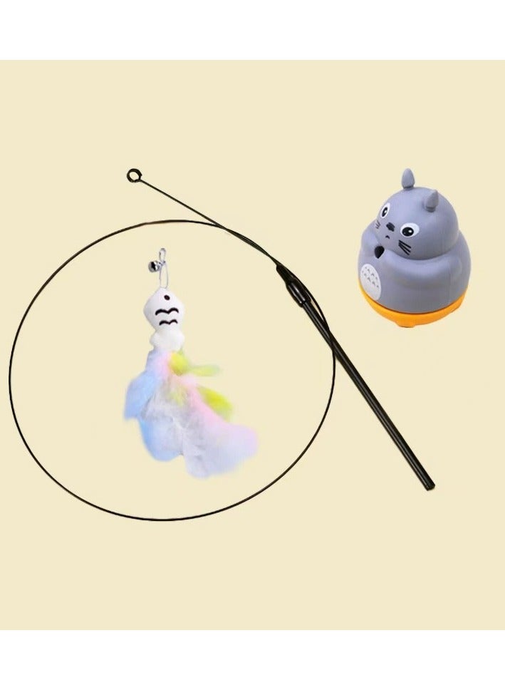 Goolsky New-Style Steel-Wire Long-Rod Feather Rotating Cat Teaser – Self-Entertainment Boredom-Relief Toy for Kittens - Image 5