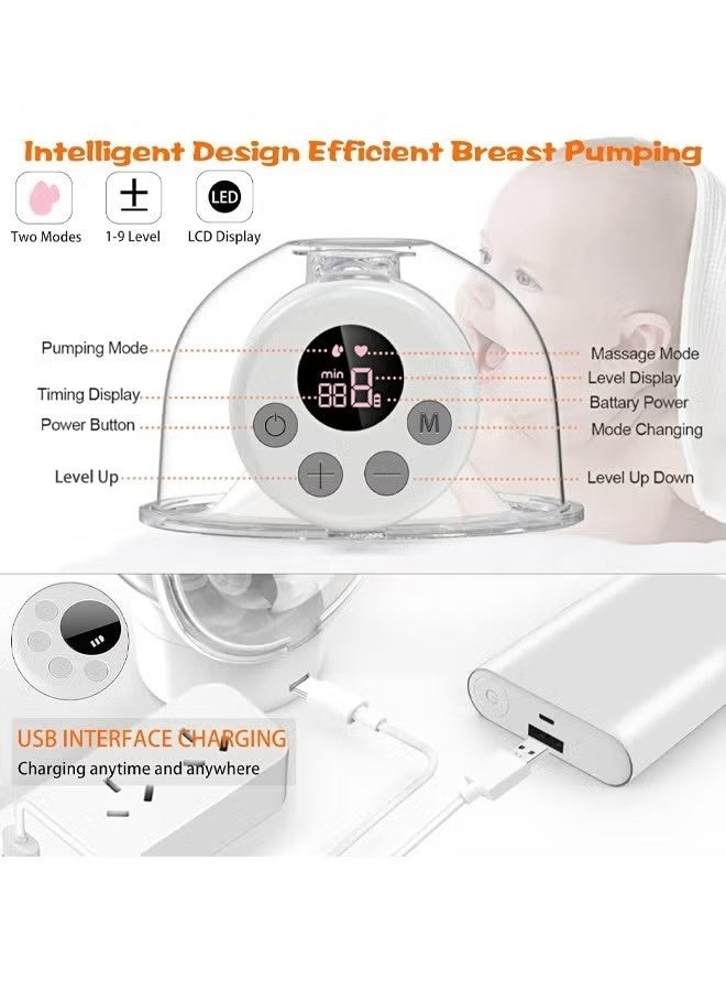 كادي ون 3 مضخات حليب كهربائية قابلة للارتداء بدون استخدام اليدين مع شاشة LCD و 9 مستويات و 2 أوضاع قابلة للشحن مع وضع التدليك - Image 2