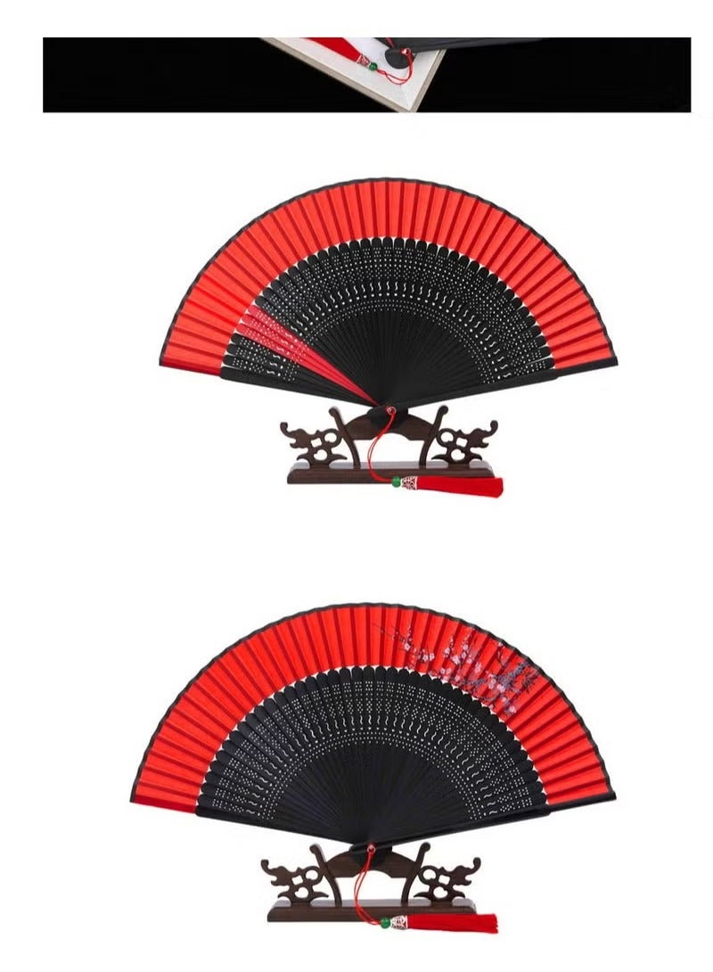 الصينية المطبوعة مروحة للطي البرقوق في زاوية الجدار - Image 4