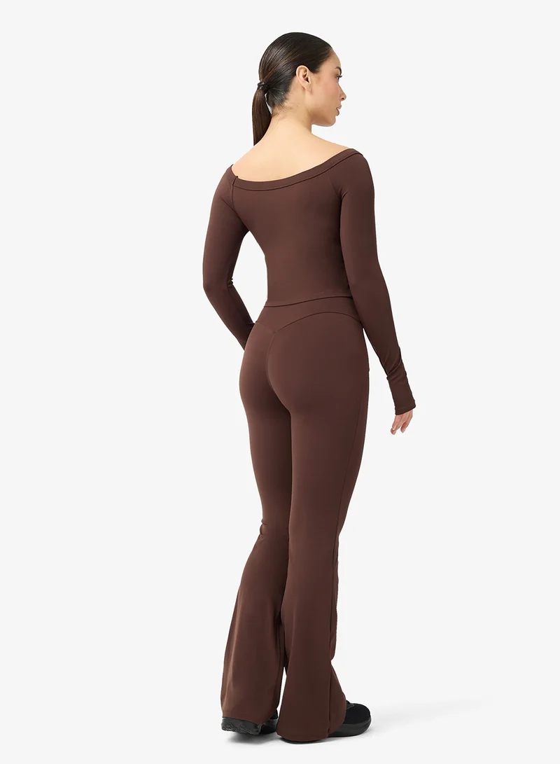 FRWD Soft Touch Off Shoulder Seamless Top & Flared Legging Set