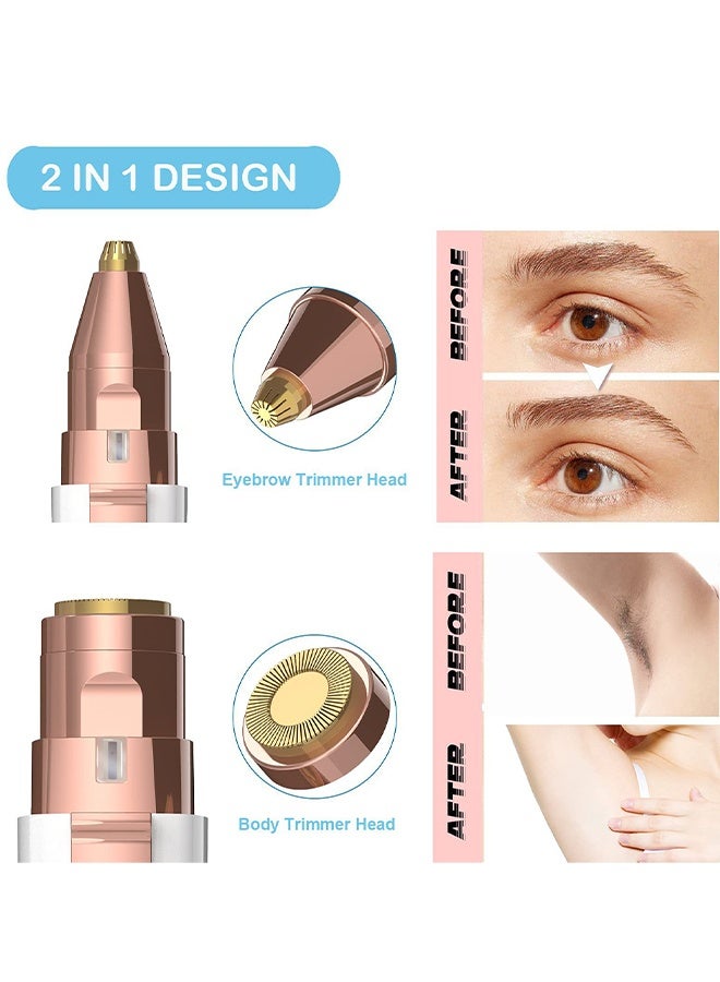 ماكينة تشذيب الحواجب الكهربائية USB 2 في 1 لإزالة شعر الوجه، وماكينة حلاقة للوجه قابلة لإعادة الشحن، تشذيب الحواجب وجهاز إزالة الشعر الآمن تمامًا مع ضوء للأنف والشفتين والوجه والجسم والحواجب وإزالة شعر الوجه للنساء - Image 2