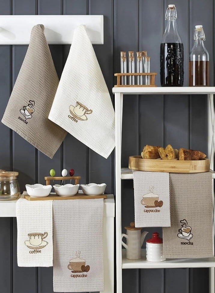 Kitchen Towels 6Pc Coffee Design Each Size 40*60 Made Of Waffle Fabric Nice Look In Kitchen Very Useful - Image 1