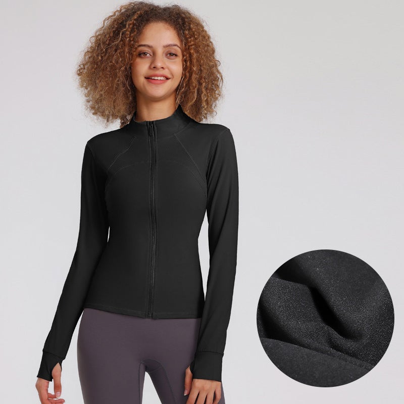 Generic Womens Fitness Yoga Jacket Quick-Dry Fall/Winter 332 black (plus velvet) 