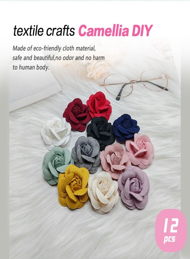 vipolish 12 Pcs 2.16 Inch Assorted Color Woolen Fabric Flower Embellishment Heads Cloth Camellia Flower Supplement DIY for Headband Garment Shoes Hat Bag Decoration Hand Crafts Accessories - Image 4