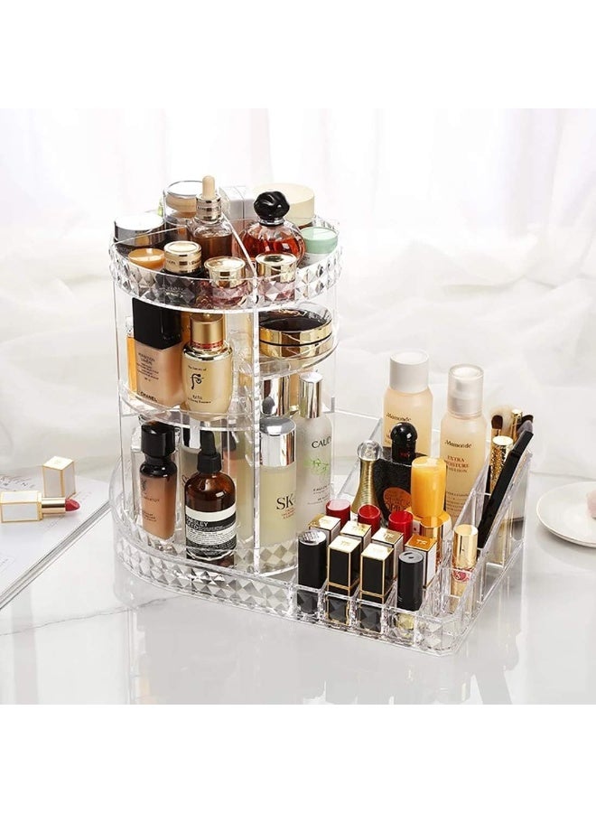 MOMENT Makeup Organizer, 360° Rotating Adjustable Cosmetic Storage Display Case With 7 Layers Large Capacity For Skin Care, Cosmetic Brush, Lipstick And Nail Polish (Clear) - Image 2