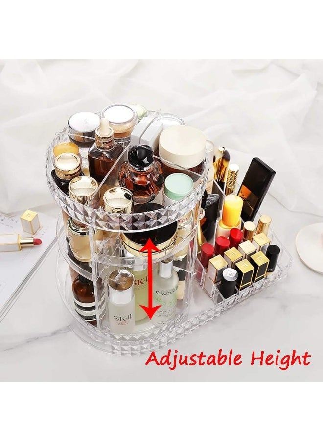 MOMENT Makeup Organizer, 360° Rotating Adjustable Cosmetic Storage Display Case With 7 Layers Large Capacity For Skin Care, Cosmetic Brush, Lipstick And Nail Polish (Clear) - Image 5
