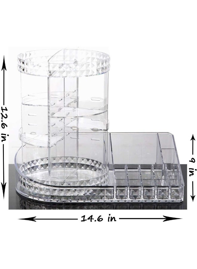 MOMENT Makeup Organizer, 360° Rotating Adjustable Cosmetic Storage Display Case With 7 Layers Large Capacity For Skin Care, Cosmetic Brush, Lipstick And Nail Polish (Clear) - Image 3