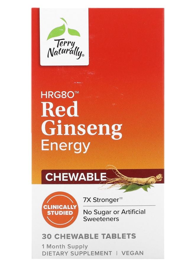 Terry Naturally HRG80 Red Ginseng Energy  30 Chewable Tablets