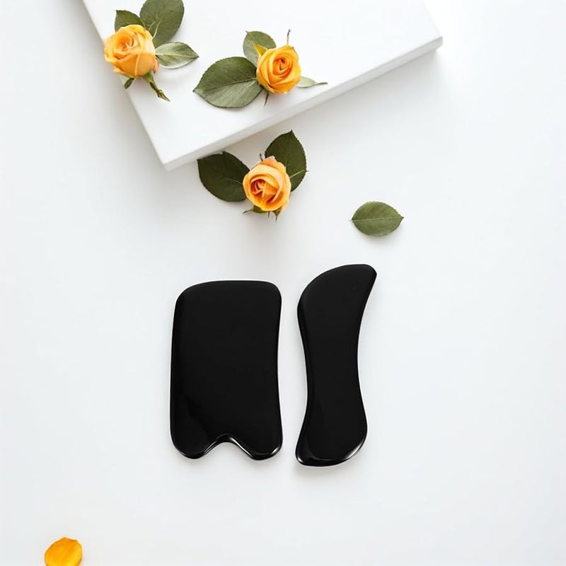 مجموعة ألواح كشط غوا شا من قرن الجاموس الأسود، مربعة الشكل وعلى شكل حرف S للعلاج بالتدليك - Image 4