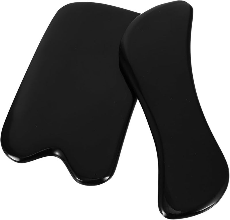 مجموعة ألواح كشط غوا شا من قرن الجاموس الأسود، مربعة الشكل وعلى شكل حرف S للعلاج بالتدليك - Image 2