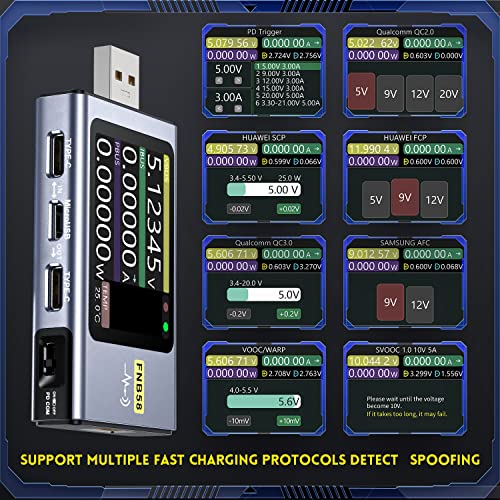 FNIRSI USB Tester 4-28V 7A LCD USB A&C Voltage Current Power Tester Multimeter with App Software, Fast Charge Detection Trigger Capacity Ripple Measurement, PD2.0/PD3.0,QC2.0/QC3.0 - Image 5