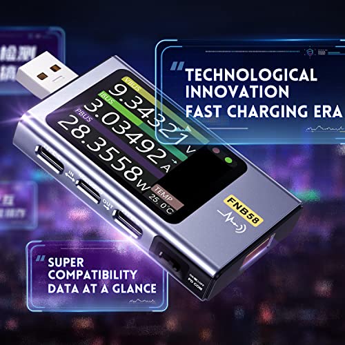 FNIRSI USB Tester 4-28V 7A LCD USB A&C Voltage Current Power Tester Multimeter with App Software, Fast Charge Detection Trigger Capacity Ripple Measurement, PD2.0/PD3.0,QC2.0/QC3.0 - Image 3