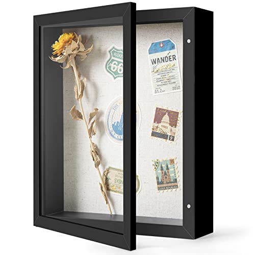 Califortree 8x10 Shadow Box Frame with Linen Back - Sturdy Memory Display Case of Flower, Pictures, Medals and More, Black - Image 1