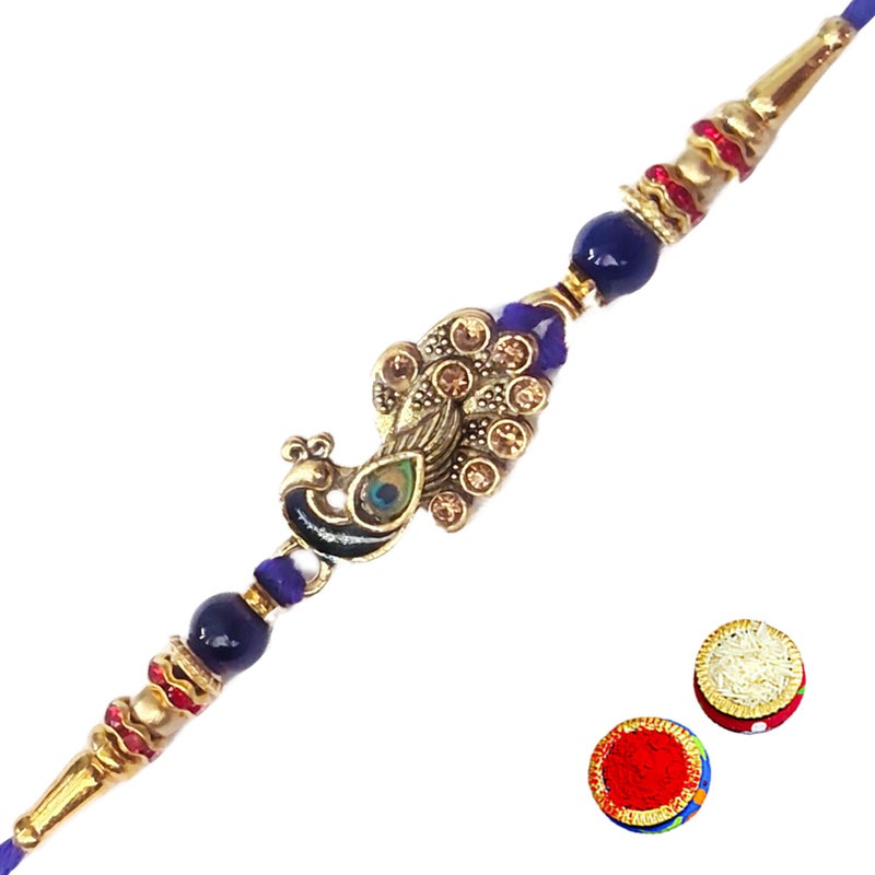 Anant Infinity Exquisite Peacock Rakhi with Handcrafted Beads and Vibrant Colors - Ideal Raksha Bandhan Gift, AI-Rakhi-179 - Image 2