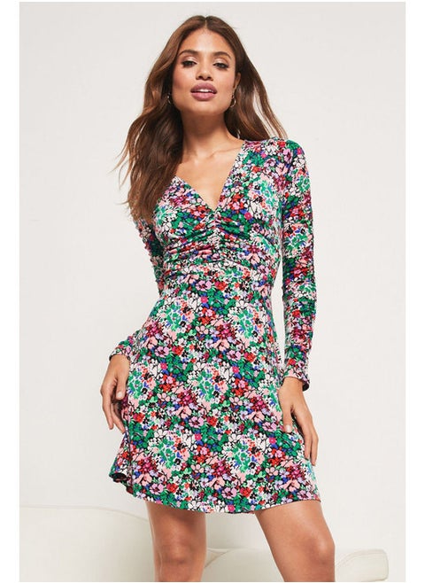 Jersey Ruched Front Mini Dress