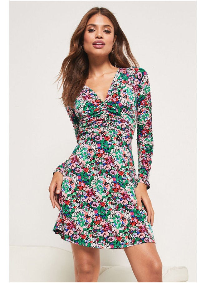 Jersey Ruched Front Mini Dress