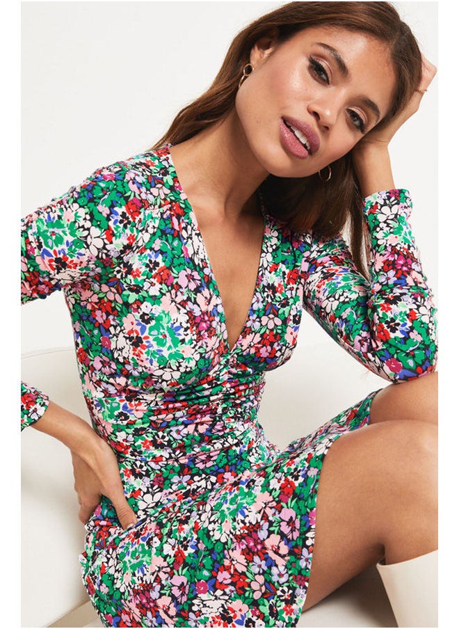 Jersey Ruched Front Mini Dress