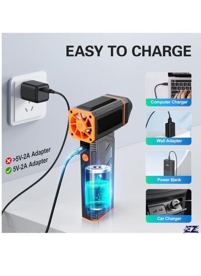 ELTRAZONE Compressed Air Duster Turbo Fan Electric Air Duster 130000RPM Super Powerful Turbo Dry Violent Jet Fan Air Blower Gun, Rechargeable Cordless for Computer, Electronic Keyboard, PC, Car Cleaning – Refillable Air Duster - Image 2