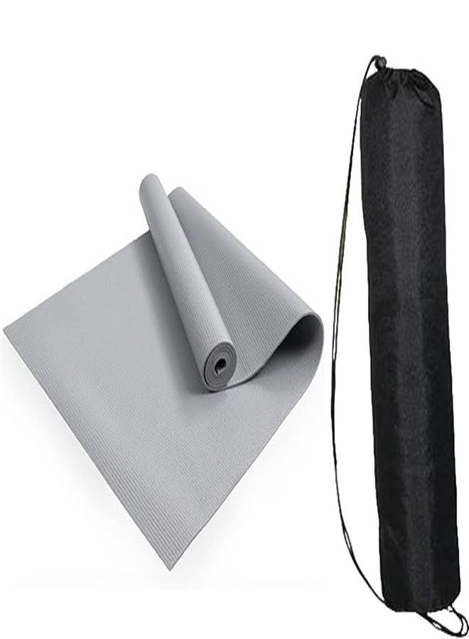 UDKI Non-Skid Professional Yoga Mat with Cover Bag(Assorted Colour) for Men & Women | Textured Layer | Durable Indoor/Outdoor Exercise & Fitness Accessories | Home & Gym Workout | Grey, 6mm Cushioning - Image 1