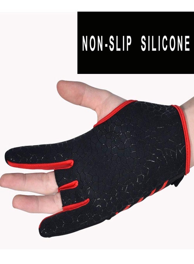 Mumian Professional Anti-Skid Bowling Gloves Comfortable Bowling Accessories Semi-Finger Instruments Sports Gloves Mittens for Bowling (Black Red, L) - Image 5