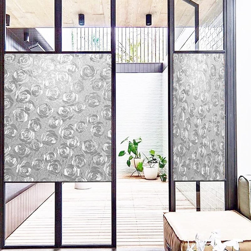 SUNBIRD Window Privacy Film Decorative Stained Glass Window Film Frosted Window Tinting Film for Home House Door Glass 60 X 254 Cm Rose Bunch - Image 5