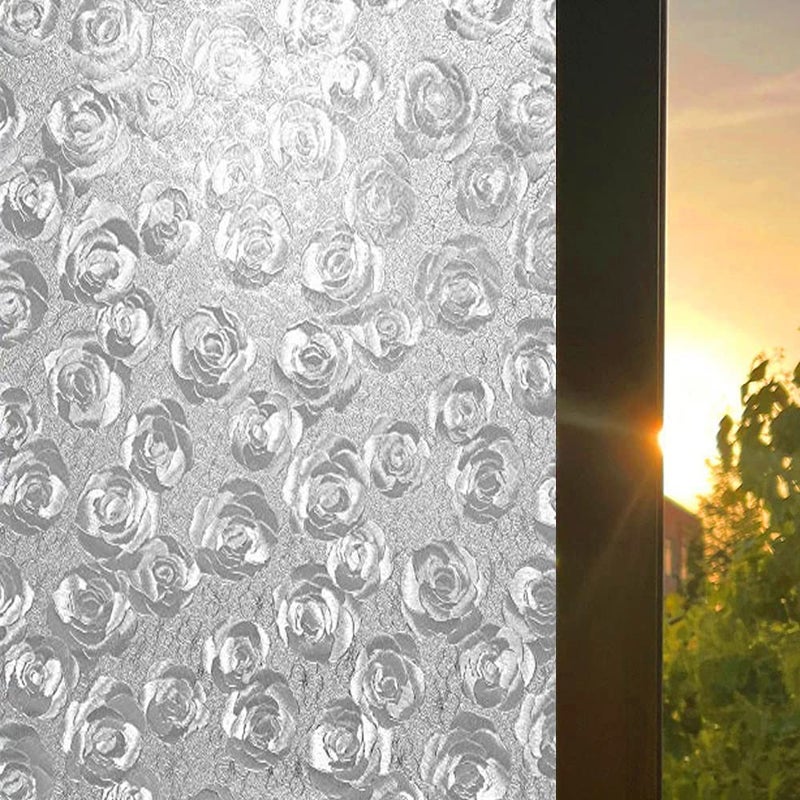 SUNBIRD Window Privacy Film Decorative Stained Glass Window Film Frosted Window Tinting Film for Home House Door Glass 60 X 254 Cm Rose Bunch - Image 3