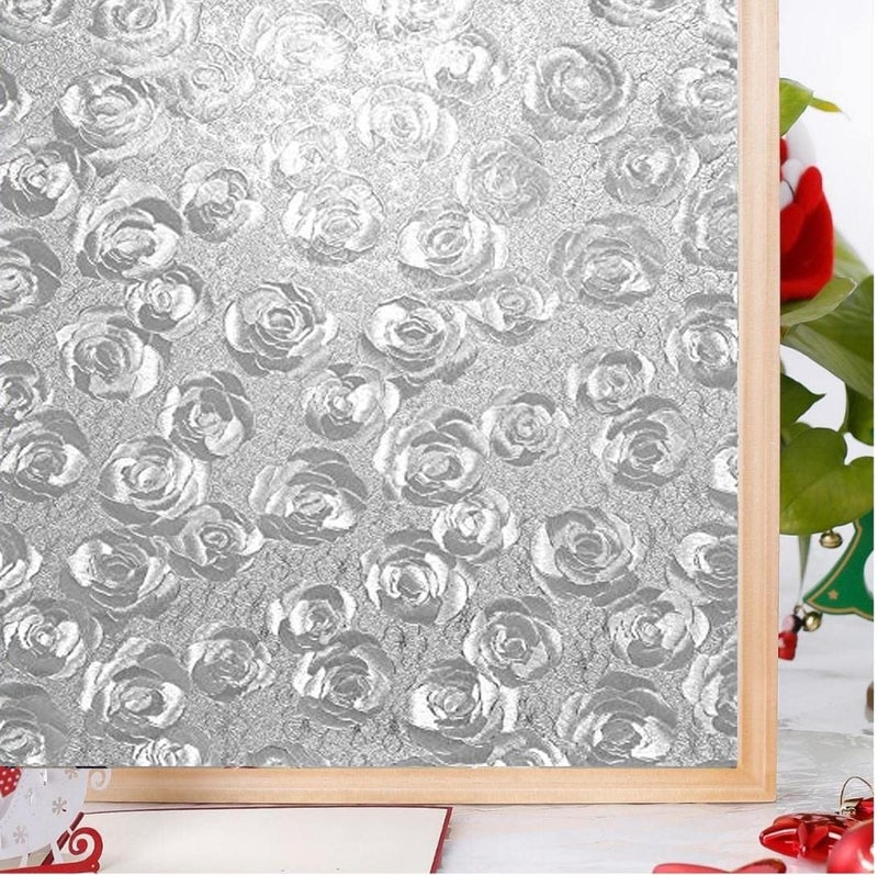 SUNBIRD Window Privacy Film Decorative Stained Glass Window Film Frosted Window Tinting Film for Home House Door Glass 60 X 254 Cm Rose Bunch - Image 1